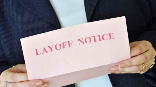 Pink Slip that reads Layoff Notice