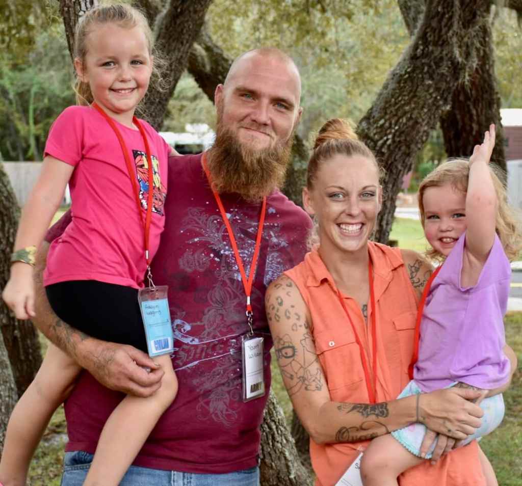 Military Man with family in park