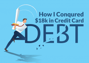 Graphic of man cutting through debt