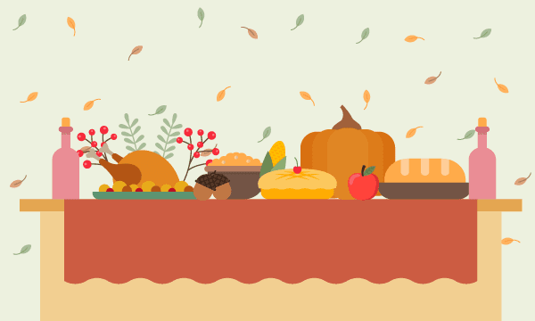 Thanksgiving Day Debt Table set for Thanksgiving Day dinner