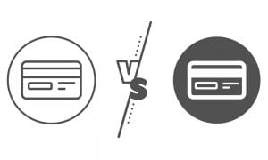 Credit VS Debit concept with credit on one side of line and debit on other