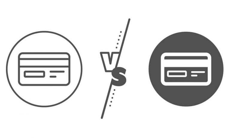 Credit card VS Debit card concept