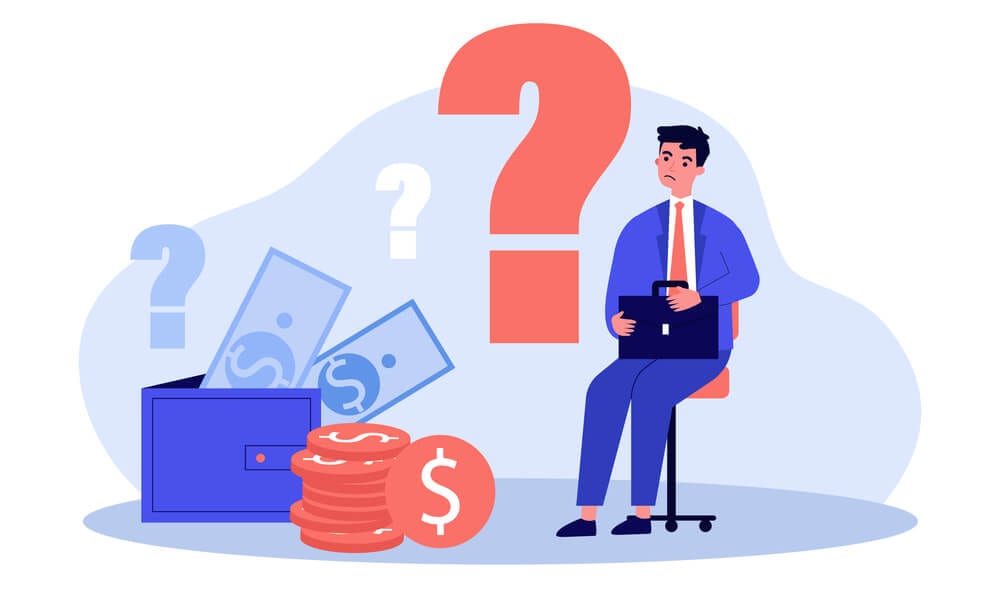 Illustration of man concerned about money problems