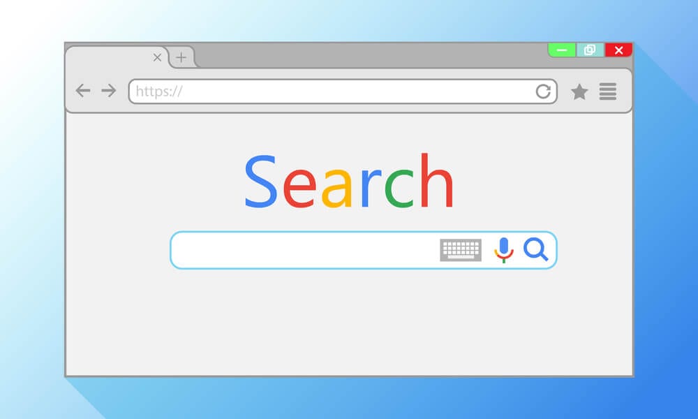 Illustration of search engine webpage displayed inside of a browser