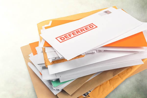 Deferred Payment Stack of bills payments that have been deferred