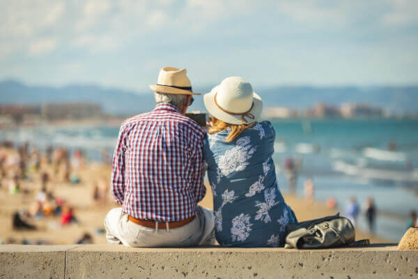 Older couple that is debt free on vacation
