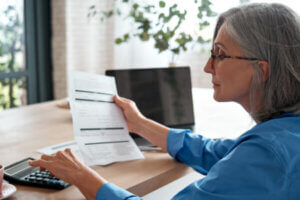 Woman checking how much money she has in her 401(k)