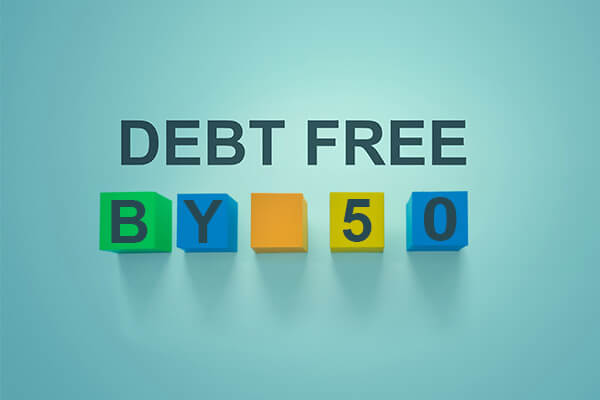 Debt free by 50 block text