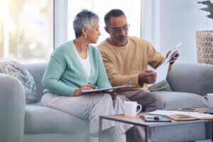 Couple discussing their retirement plan together