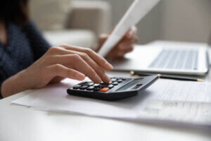 Woman filing taxes from savings account