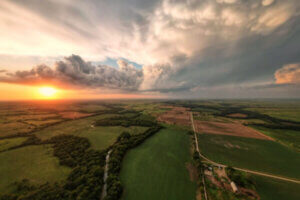 Stormy sunset over the kansas plains.